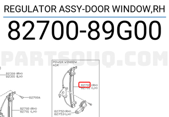Nissan 8270089G00 REGULATOR ASSY-DOOR WINDOW,RH