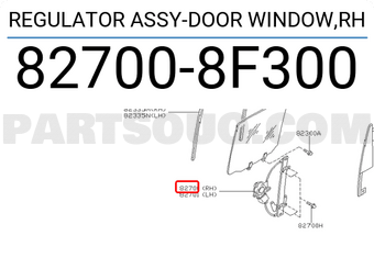 Nissan 827008F300 REGULATOR ASSY-DOOR WINDOW,RH