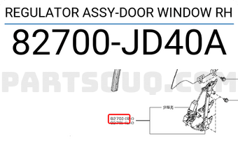 Nissan 82700JD40A REGULATOR ASSY-DOOR WINDOW RH