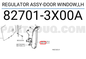 Nissan 827013X00A REGULATOR ASSY-DOOR WINDOW,LH