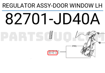 Nissan 82701JD40A REGULATOR ASSY-DOOR WINDOW LH