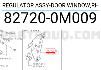 Nissan 827200M009 REGULATOR ASSY-DOOR WINDOW,RH