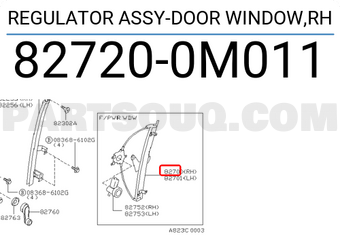 Nissan 827200M011 REGULATOR ASSY-DOOR WINDOW,RH