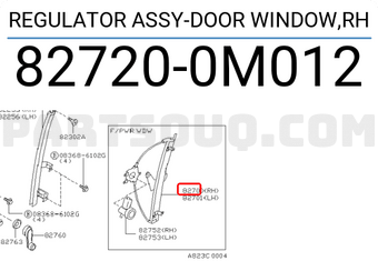 Nissan 827200M012 REGULATOR ASSY-DOOR WINDOW,RH
