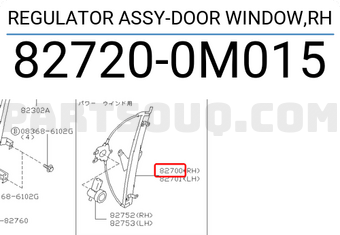 Nissan 827200M015 REGULATOR ASSY-DOOR WINDOW,RH
