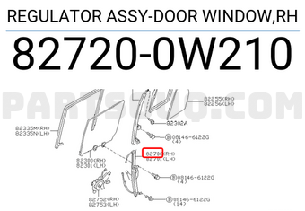 Nissan 827200W210 REGULATOR ASSY-DOOR WINDOW,RH