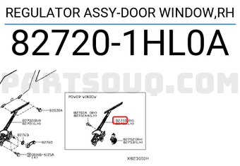 Nissan 827201HL0A REGULATOR ASSY-DOOR WINDOW,RH