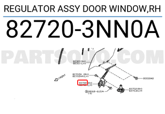 Nissan 827203NN0A REGULATOR ASSY DOOR WINDOW,RH