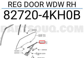Nissan 827204KH0B REG DOOR WDW RH