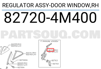 Nissan 827204M400 REGULATOR ASSY-DOOR WINDOW,RH