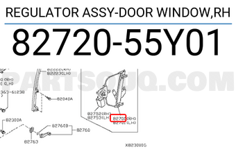 Nissan 8272055Y01 REGULATOR ASSY-DOOR WINDOW,RH