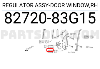 Nissan 8272083G15 REGULATOR ASSY-DOOR WINDOW,RH