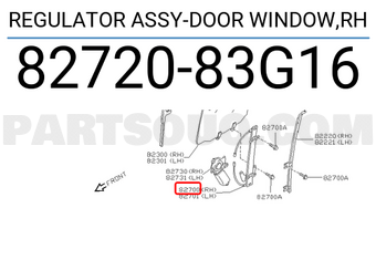 Nissan 8272083G16 REGULATOR ASSY-DOOR WINDOW,RH
