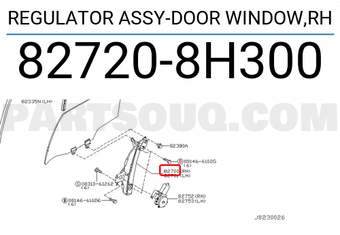 Nissan 827208H300 REGULATOR ASSY-DOOR WINDOW,RH