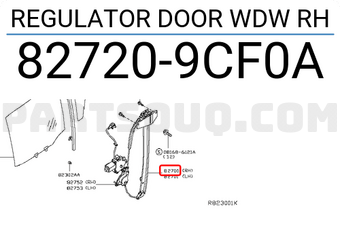 Nissan 827209CF0A REGULATOR DOOR WDW RH