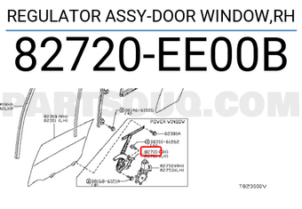 Nissan 82720EE00B REGULATOR ASSY-DOOR WINDOW,RH