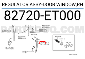 Nissan 82720ET000 REGULATOR ASSY-DOOR WINDOW,RH