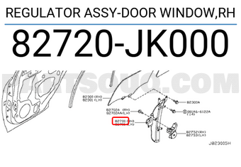 Nissan 82720JK000 REGULATOR ASSY-DOOR WINDOW,RH