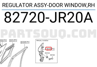 Nissan 82720JR20A REGULATOR ASSY-DOOR WINDOW,RH
