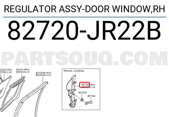 Nissan 82720JR22B REGULATOR ASSY-DOOR WINDOW,RH
