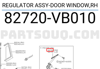 Nissan 82720VB010 REGULATOR ASSY-DOOR WINDOW,RH