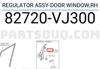 Nissan 82720VJ300 REGULATOR ASSY-DOOR WINDOW,RH