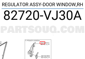 Nissan 82720VJ30A REGULATOR ASSY-DOOR WINDOW,RH