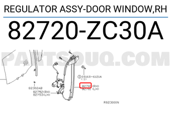 Nissan 82720ZC30A REGULATOR ASSY-DOOR WINDOW,RH