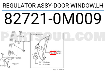 Nissan 827210M009 REGULATOR ASSY-DOOR WINDOW,LH