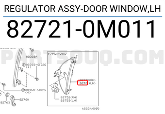 Nissan 827210M011 REGULATOR ASSY-DOOR WINDOW,LH