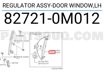 Nissan 827210M012 REGULATOR ASSY-DOOR WINDOW,LH