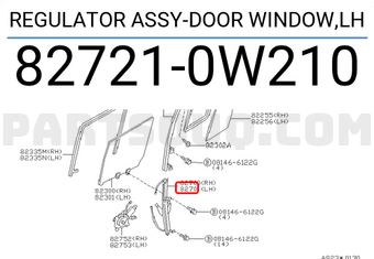Nissan 827210W210 REGULATOR ASSY-DOOR WINDOW,LH