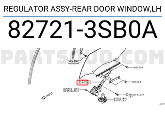 Nissan 827213SB0A REGULATOR ASSY-REAR DOOR WINDOW,LH