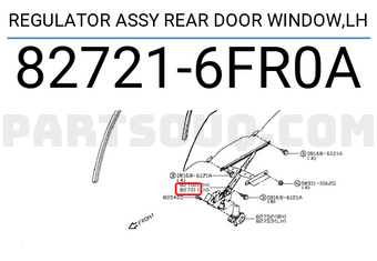 Nissan 827216FR0A REGULATOR ASSY REAR DOOR WINDOW,LH