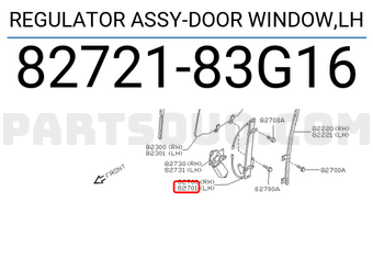 Nissan 8272183G16 REGULATOR ASSY-DOOR WINDOW,LH