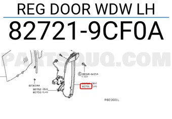 Nissan 827219CF0A REG DOOR WDW LH
