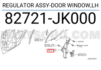Nissan 82721JK000 REGULATOR ASSY-DOOR WINDOW,LH