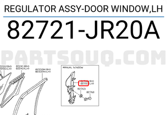 Nissan 82721JR20A REGULATOR ASSY-DOOR WINDOW,LH