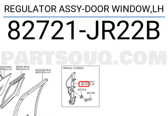 Nissan 82721JR22B REGULATOR ASSY-DOOR WINDOW,LH