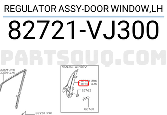 Nissan 82721VJ300 REGULATOR ASSY-DOOR WINDOW,LH