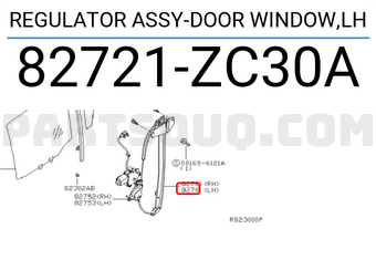 Nissan 82721ZC30A REGULATOR ASSY-DOOR WINDOW,LH