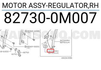 Nissan 827300M007 MOTOR ASSY-REGULATOR,RH
