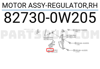 Nissan 827300W205 MOTOR ASSY-REGULATOR,RH