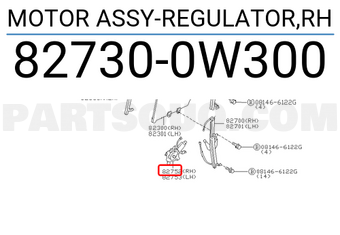 Nissan 827300W300 MOTOR ASSY-REGULATOR,RH
