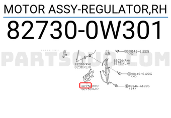 Nissan 827300W301 MOTOR ASSY-REGULATOR,RH