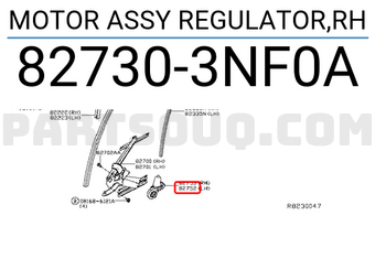 Nissan 827303NF0A MOTOR ASSY REGULATOR,RH