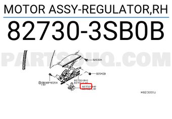 Nissan 827303SB0B MOTOR ASSY-REGULATOR,RH