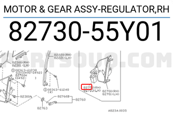 Nissan 8273055Y01 MOTOR & GEAR ASSY-REGULATOR,RH