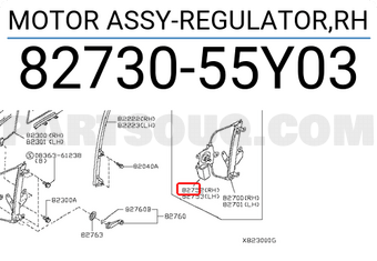 Nissan 8273055Y03 MOTOR ASSY-REGULATOR,RH