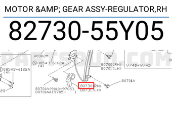 Nissan 8273055Y05 MOTOR & GEAR ASSY-REGULATOR,RH